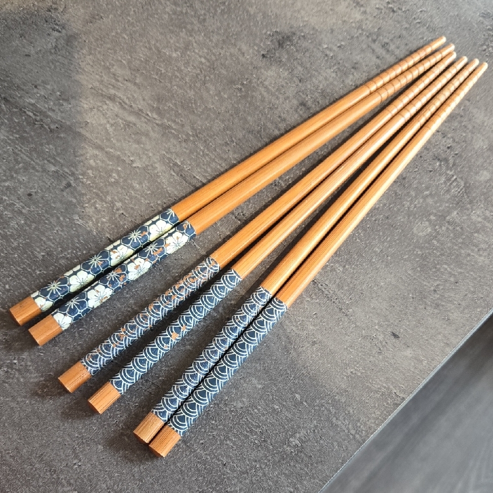 (3) Pairs Natural Bamboo Chopsticks Reusable Classic Japanese